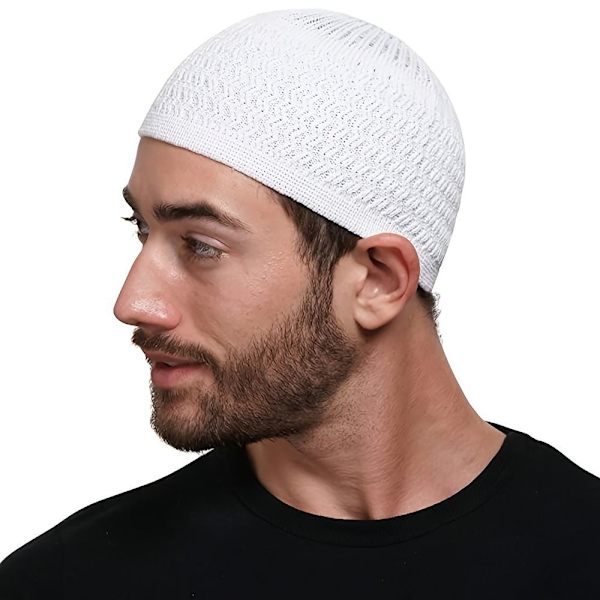 Muslim Cap Neulottu Hat TUMMAN PUNAINEN DARK RED