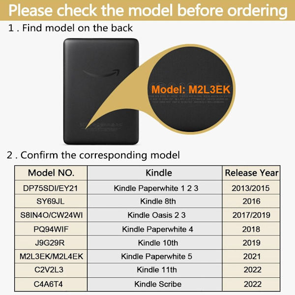 6,8 tommer Smart Case E-Reader Folio Cover GULD Gold