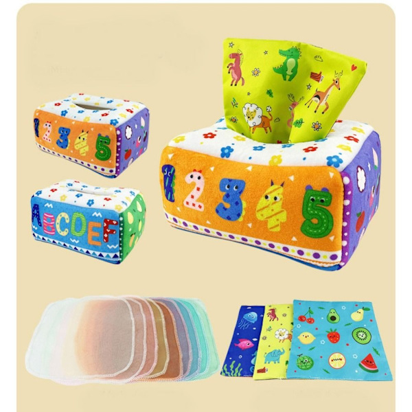 Tissue Box Toy Plysch Leksaker NUMERISKA BOKSTÄVER NUMERISKA BOKSTÄVER numeric letters