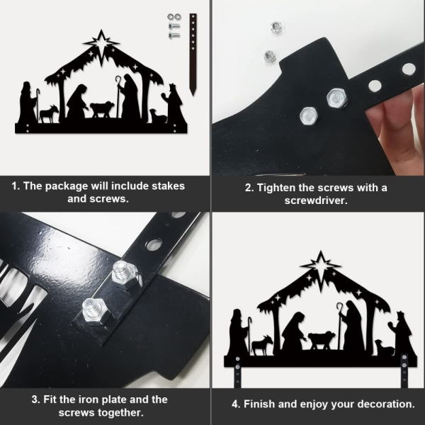 Julekrybbe Silhouette Yard Sign 30X19CM 30X19CM 30X19cm