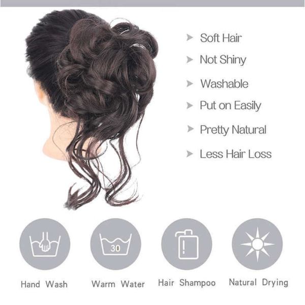 Messy Bun -hiuslisäke -hiuspihdit TUMMANRUSKEA dark brown