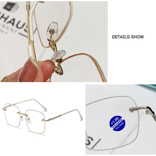 Rhinestone læsebriller Ultra Light Briller GULD STYRKE 150 Gold Strength 150