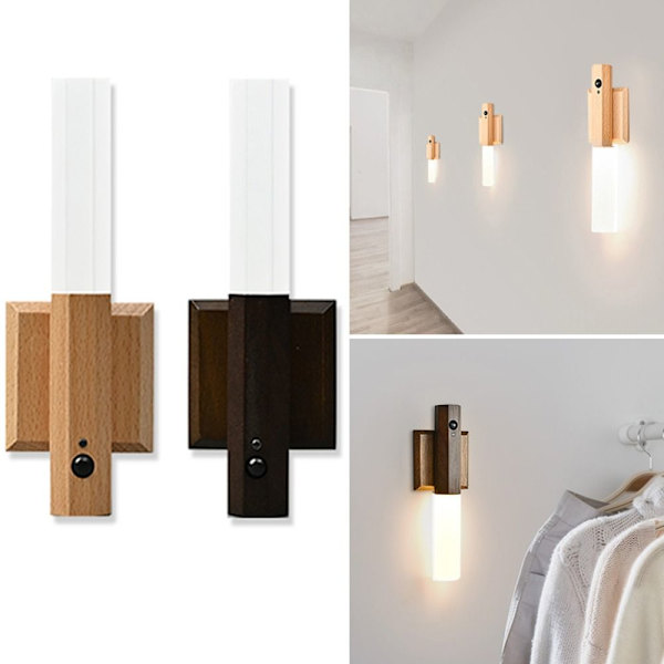 LED-yövalot Ihmiskehon tunnistava valo WALNUT WOOD WALNUT Walnut wood