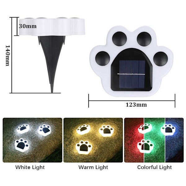 Solar Light Cat Paw Print FÄRGRIGT LJUS