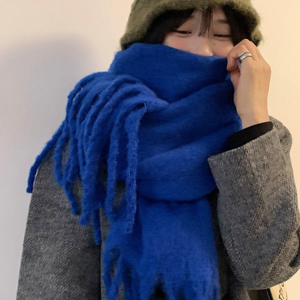 Vinter Cashmere tørklæde Lang kvast tørklæder MØRKEBLÅ Dark blue