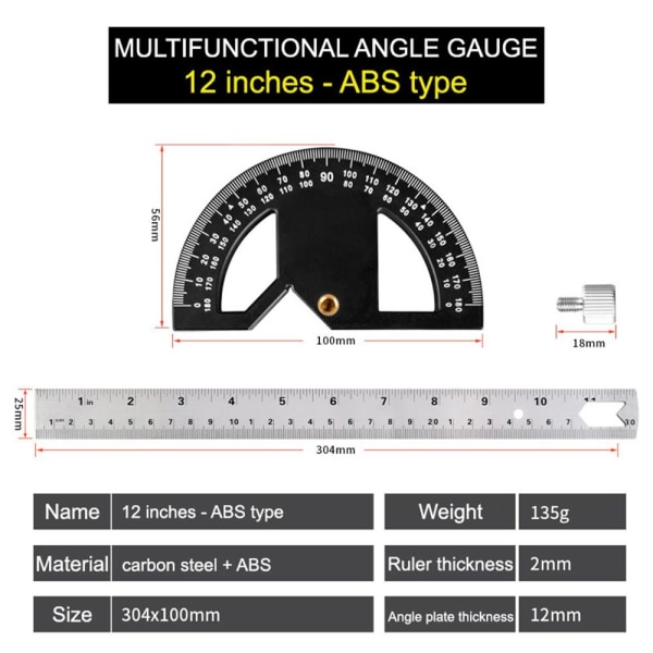 Gradskiva Vinkelsökare Vinkelmätningsverktyg 8INCH 8inch