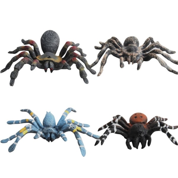2/4 stk stor kunstig edderkopp Halloween skumle rekvisitter SETT MED 4 Set of 4