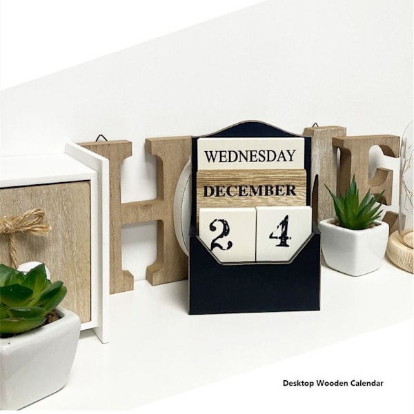 Perpetual Calendar Wooden Blocks Calendar Desk Sisustus