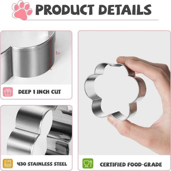 6 st Rostfritt stål Form Bakat hundben set