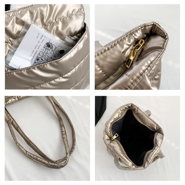 Skulderveske Puffy Håndveske SØLV Silver