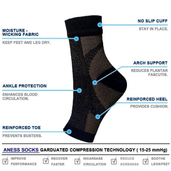 Sportsockor Angel Ankel Protector SVART XXL XXL Black XXL-XXL