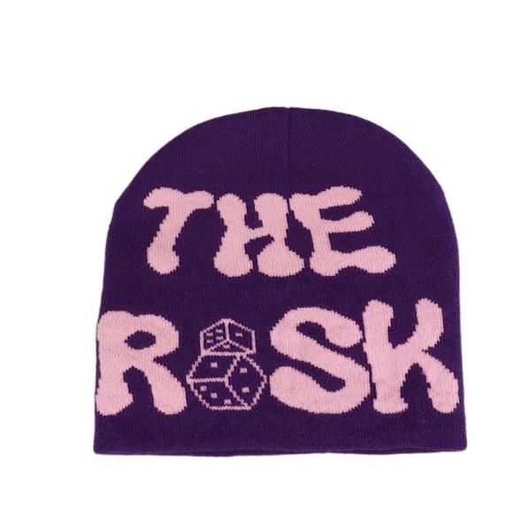 Stickmössa Cap Beanie Bonnet LILA&ROSA purple&pink