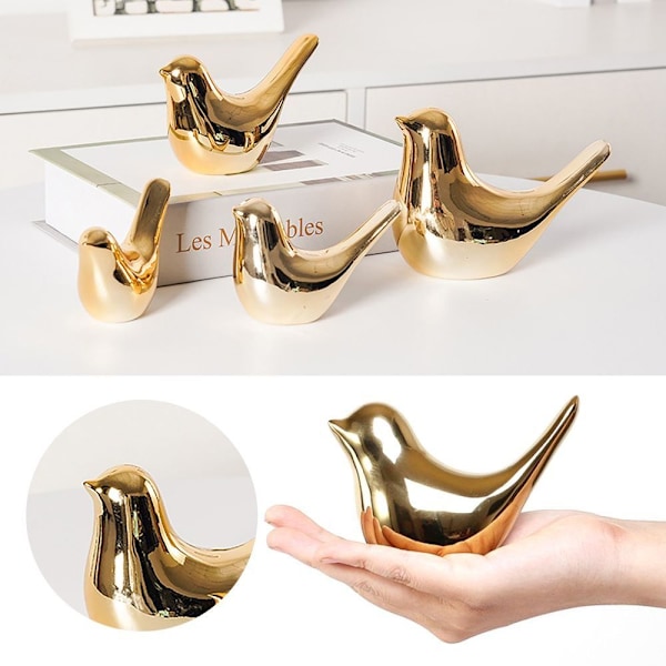 2kpl keraamisia lintukeraamisia koristeita GOLD L gold L