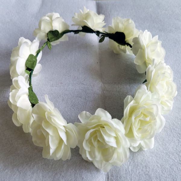 Blomster Pandebånd Bohemian Blomster Krans HVID HVID White