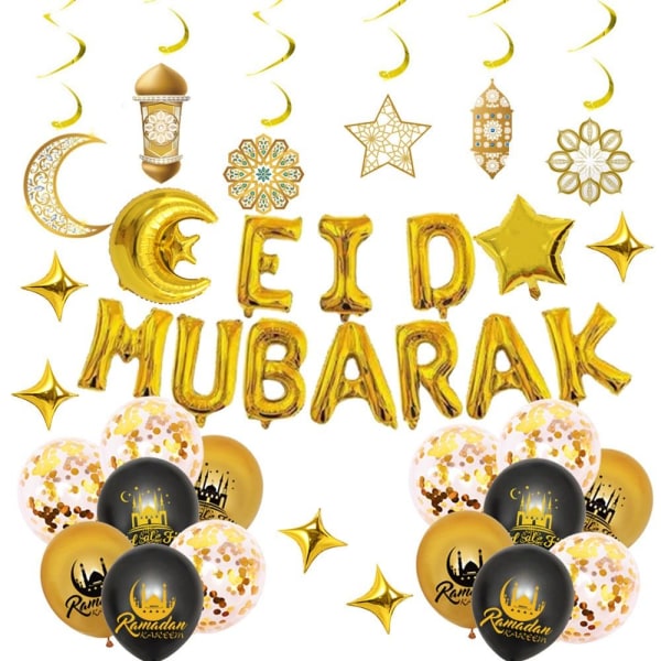 Eid Mubarak Banner Latex Balloon 01 01