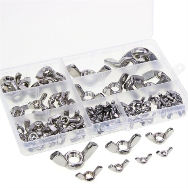 100 STK vingemøtrikker Assorted Kit Fasteners Dele