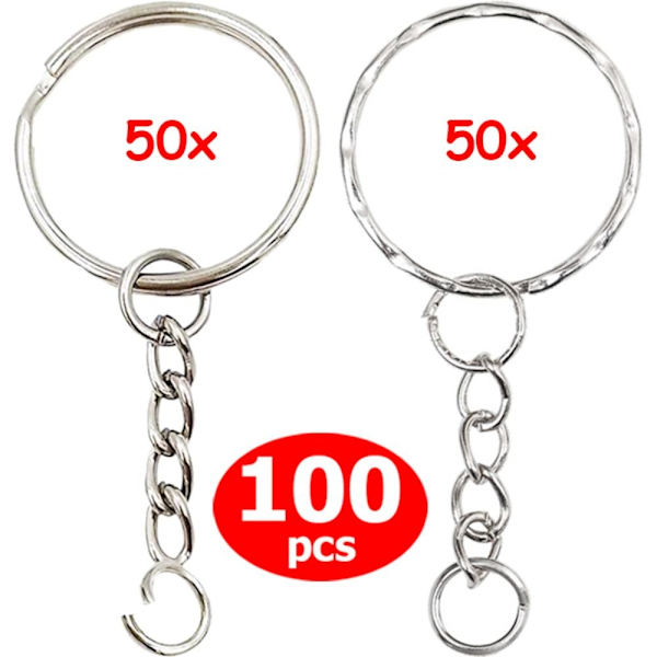 50 Stk Nøglering Nøglering Split Ringe Nøglering GLAD STIL GLAD Smooth Style
