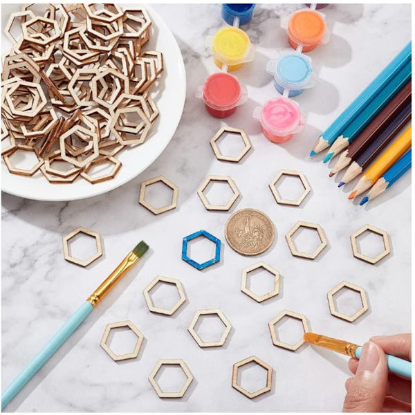 200st Hexagon Trä Länkringar