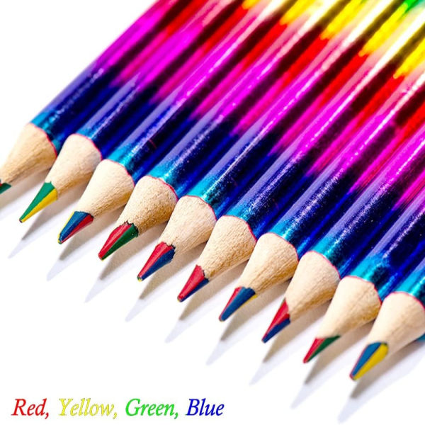 4 farger i 1 fargerike blyanter Flerfarget blyant av tre cd1d | Fyndiq