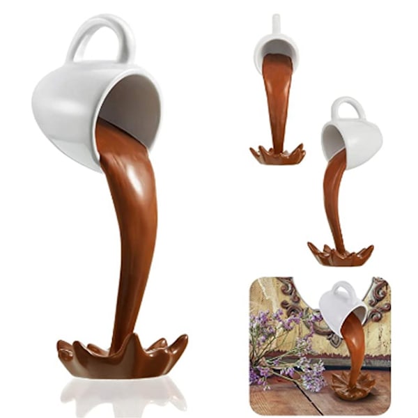 Flydende kaffekopskulptur Skulptur med flydende kaffekrus 3 3 3