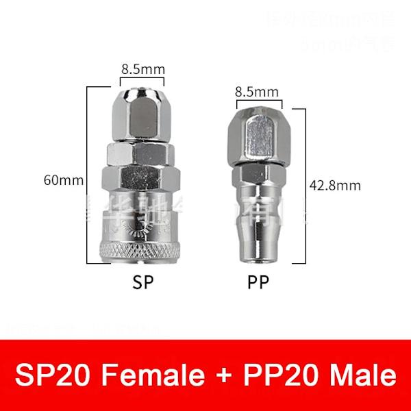 Snabbkoppling Rapidities Pneumatisk koppling SP20 PP20 SP20 PP20 SP20 PP20