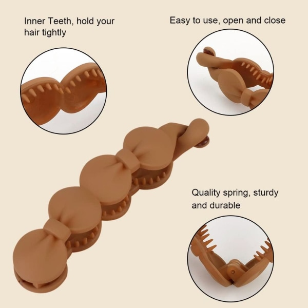 Sløjfe Ovale Bananclips Matte Hårspænder BRUN STYLE 1 STYLE 1 Brown Style 1-Style 1
