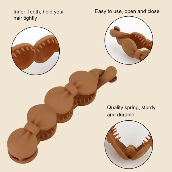 Sløyfe ovale bananklemmer Matte hårklemmer BRUN STIL 2 STIL 2 Brown Style 2-Style 2
