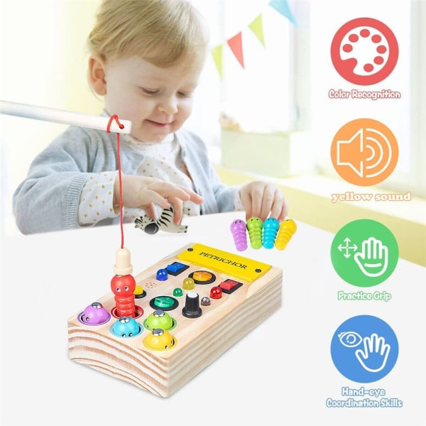 Montessori Busy Board Trä LED-ljusbrytare Busy Board Leksak