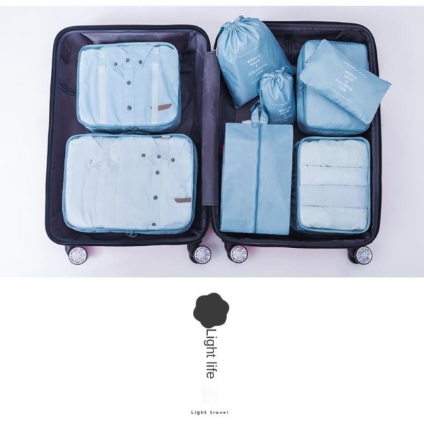 9stk Bagageopbevaringstasker Rejsekufferttasker SORT Black