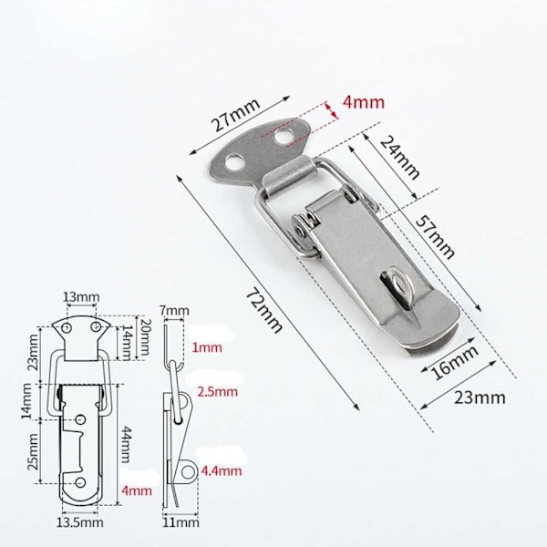 Hasp Box Spänne 72MM304 STÅL 304 STÅL 72mm304 Steel