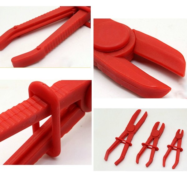 3 STK Nylonslangeklemmesæt Linjeklemmetang Linjerørtang Red 3pcs-3pcs