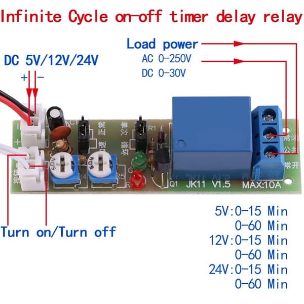 Justerbar Times Switch Modul Timer Relay Module Timer Delay