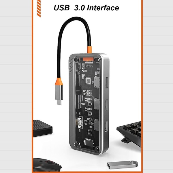 USB HUB Type-C dokkingstasjon 4K HDMI
