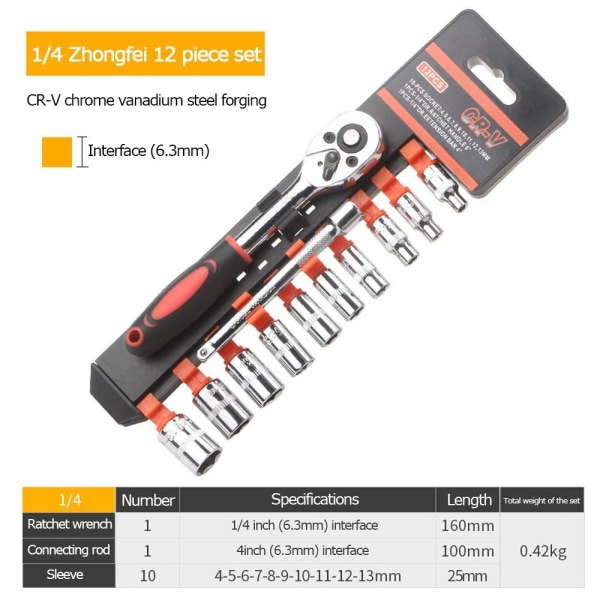 12 kpl Räikkäavain Räikkäavain 1/4 1/4