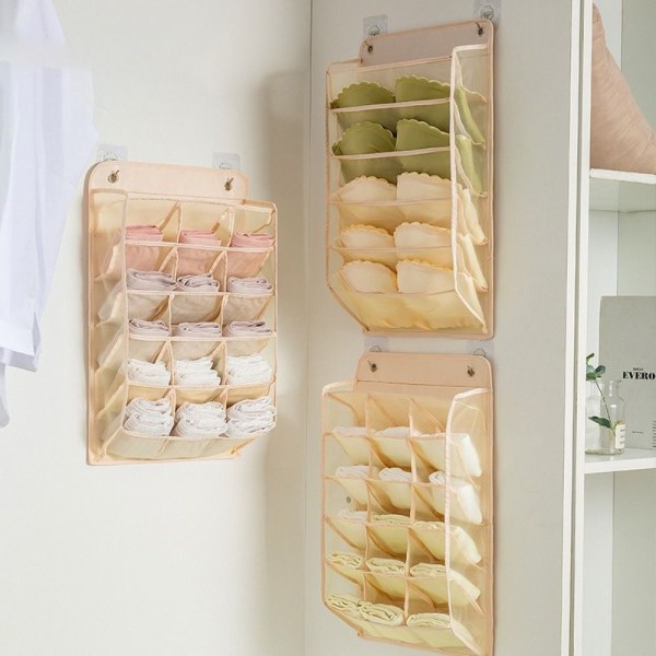 Riippuva Organizer Alusvaatteiden säilytyslaukku BEIGE SUKKILLE beige for socks panty-for socks panty