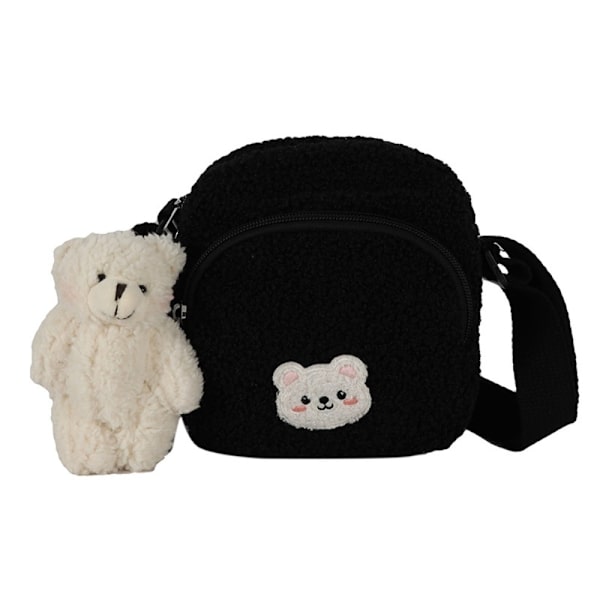Skuldertaske Bear Print Pung SORT MED VEDHÆNG MED HENSYN Black With Pendant-With Pendant