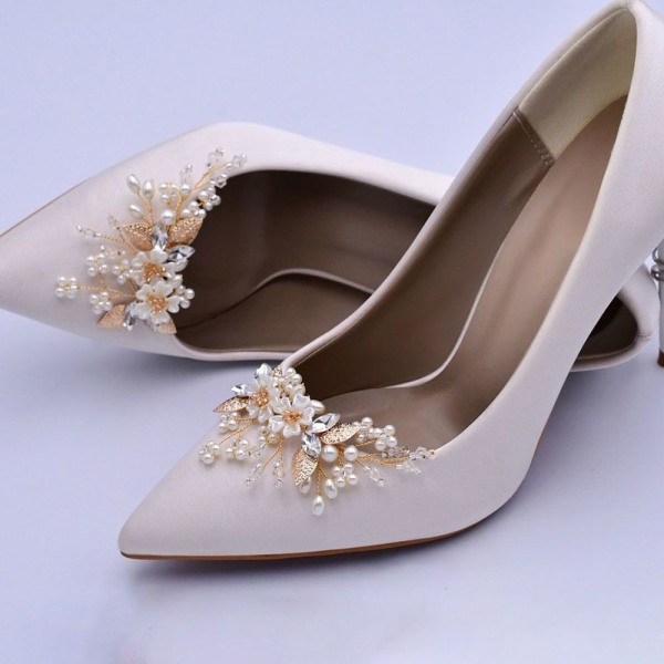2 STK (1 par) Rhinestone Shoe Clip Sko Charms Crystal Flower