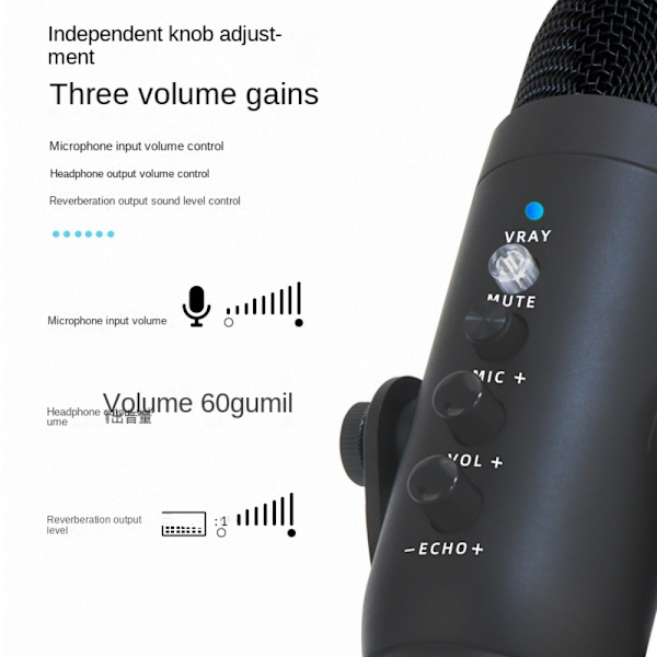 USB kondensaattorimikrofoni Dynaaminen mikrofoni MUSTA black
