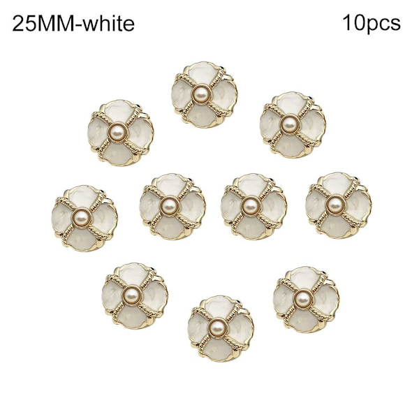 10 kpl Metal Pearl Buttons Paidan napit VALKOINEN 25MM10 KPL 10 KPL white 25MM10pcs-10pcs