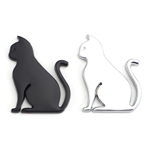 Cat Car Stickers Metal Cat Car Badge SØLV Silver