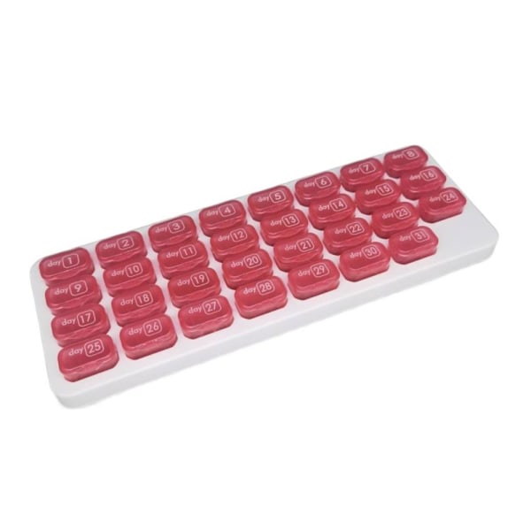 31 Grid Pills Box Organizer PUNAINEN red