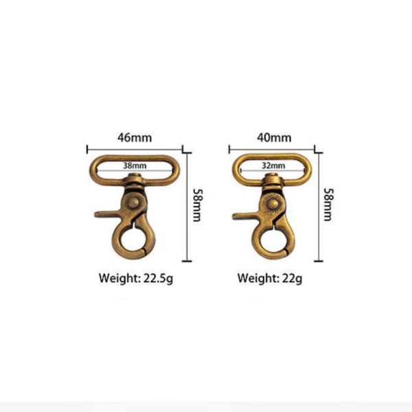 2st Metall Snap Hook Dragspännen GULD 38MM Gold 38mm