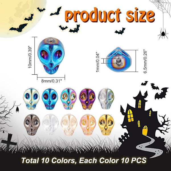 Skull Beads Skjelett Glassperler Skull Head Bead Spacers