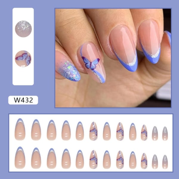 24stk False Nails Short Almond W432 W432 W432