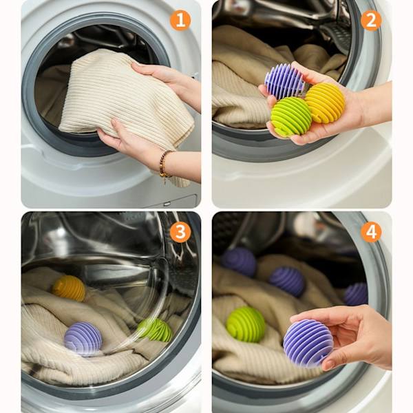 3 kpl Silicone Magic Laundry Balls Vaatteet Hiustenpuhdistustyökalu Yellow