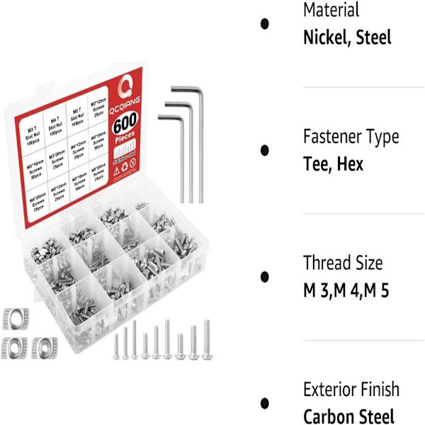 600 kpl Kiinnittimen liukumutteri M3 M4 M5 T-mutterit