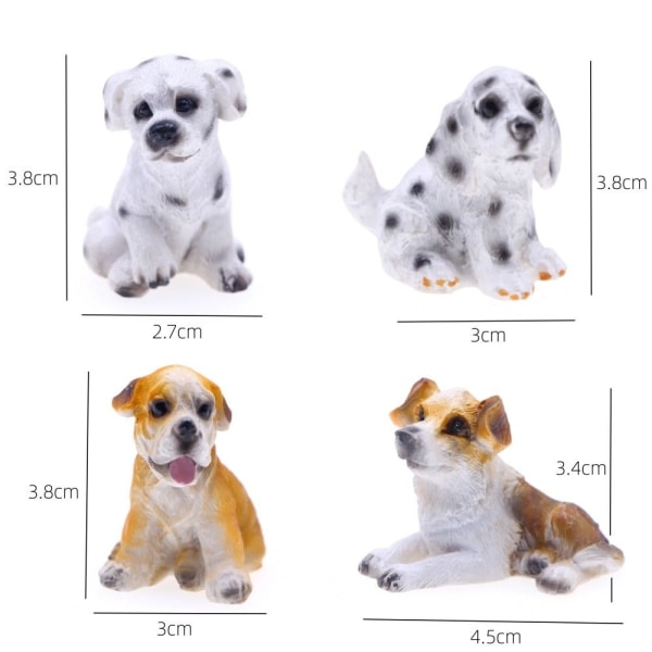 4 STK Harpiks Hundefigurer Mini Hunde Model 4 STK BLANDET 4 STK BLANDET 4PCS Mixed
