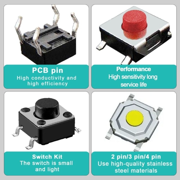 250st 25 värden Tryckknappsbrytare Momentary Tact Switch