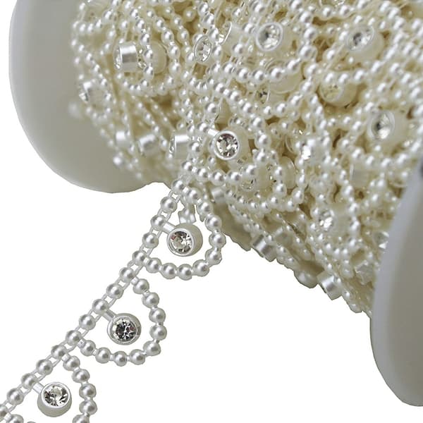 Kædebesætning Rhinestone Ivory