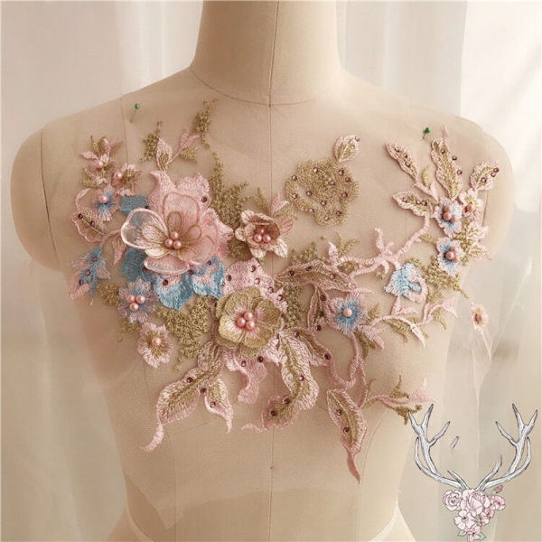Brudekjole Trim Broderi Tyl Applikation Perle SKY BLUE Sky Blue